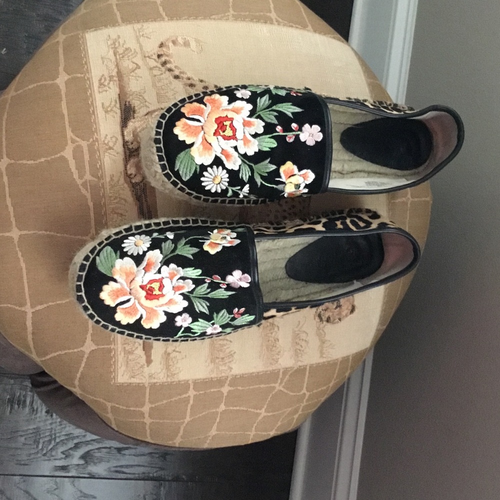 Johnny Was Black Floral Espadrilles (EUC)